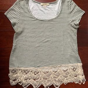 Striped blouse with lace trim - Francesca’s